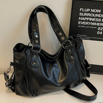 Retro Roomy PU Leather Shoulder Bag