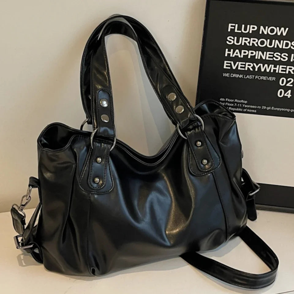 Retro Roomy PU Leather Shoulder Bag